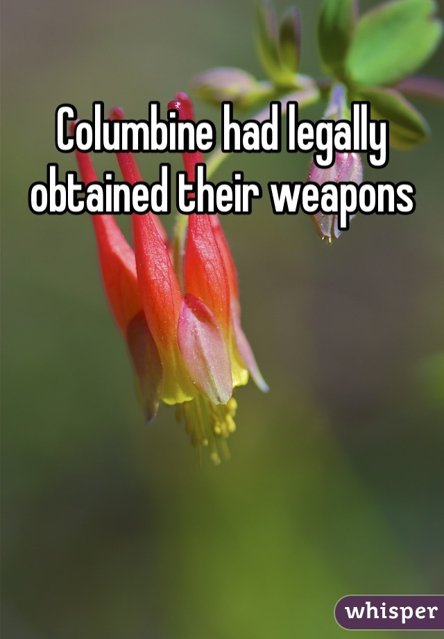 Columbine had legally obtained their weapons