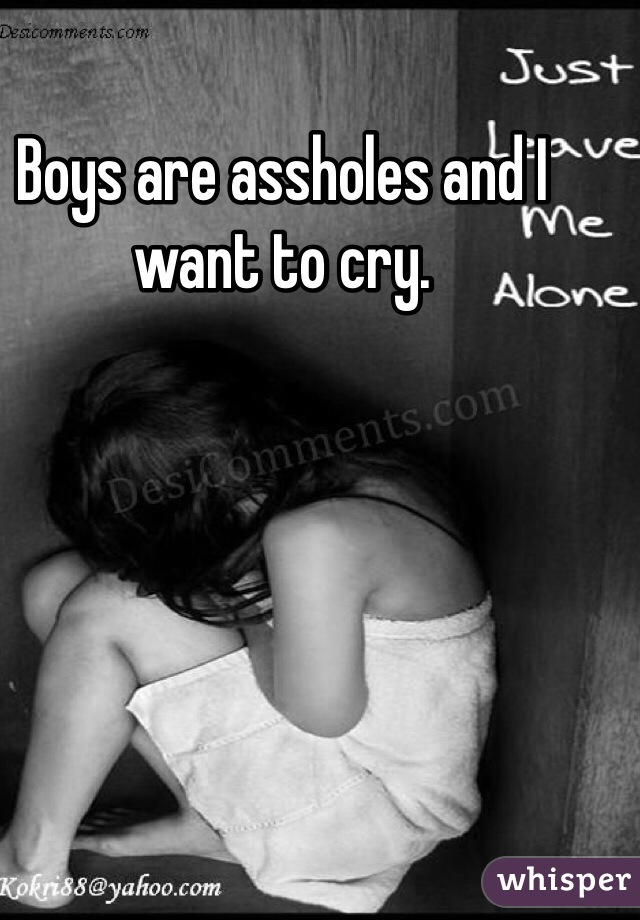 Boys are assholes and I want to cry. 