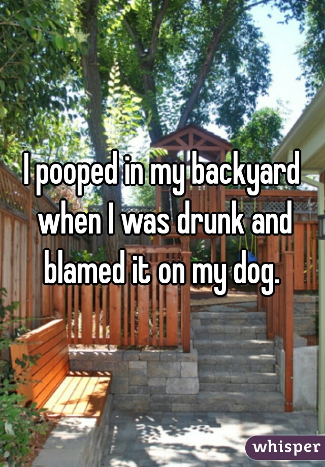 I pooped in my backyard when I was drunk and blamed it on my dog. 