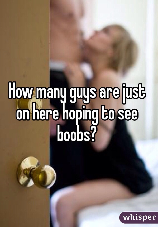 How many guys are just on here hoping to see boobs?