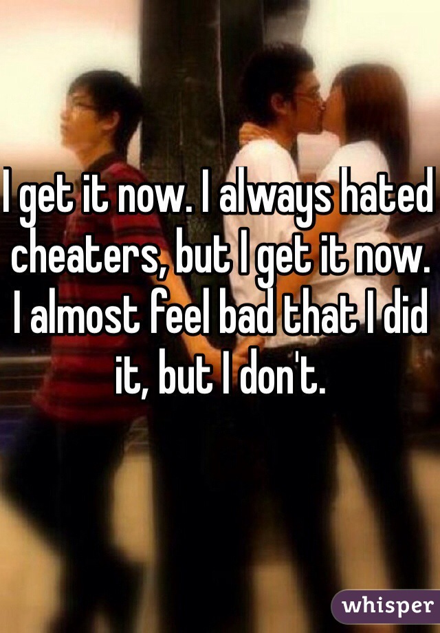I get it now. I always hated cheaters, but I get it now.
I almost feel bad that I did it, but I don't. 
