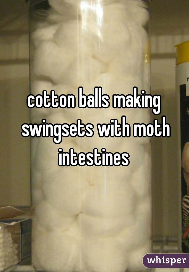 cotton balls making swingsets with moth intestines 