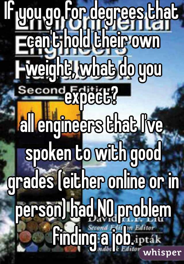 If you go for degrees that can't hold their own weight, what do you expect? 
all engineers that I've spoken to with good grades (either online or in person) had NO problem finding a job.