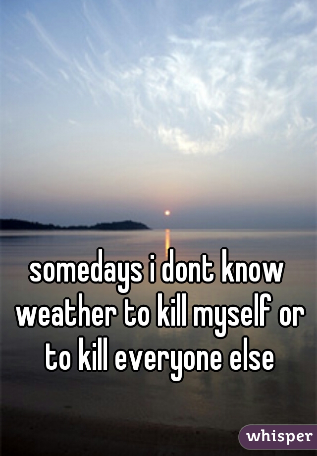 somedays i dont know weather to kill myself or to kill everyone else