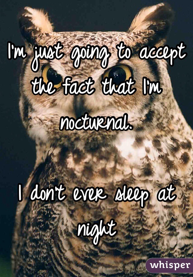 I'm just going to accept the fact that I'm nocturnal. 

I don't ever sleep at night