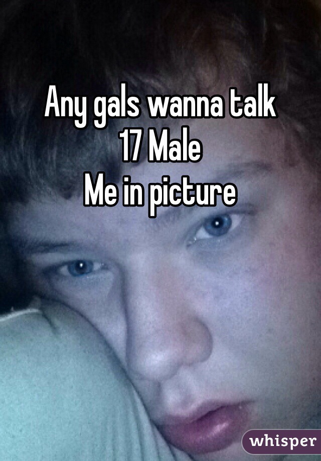 Any gals wanna talk 
17 Male
Me in picture 