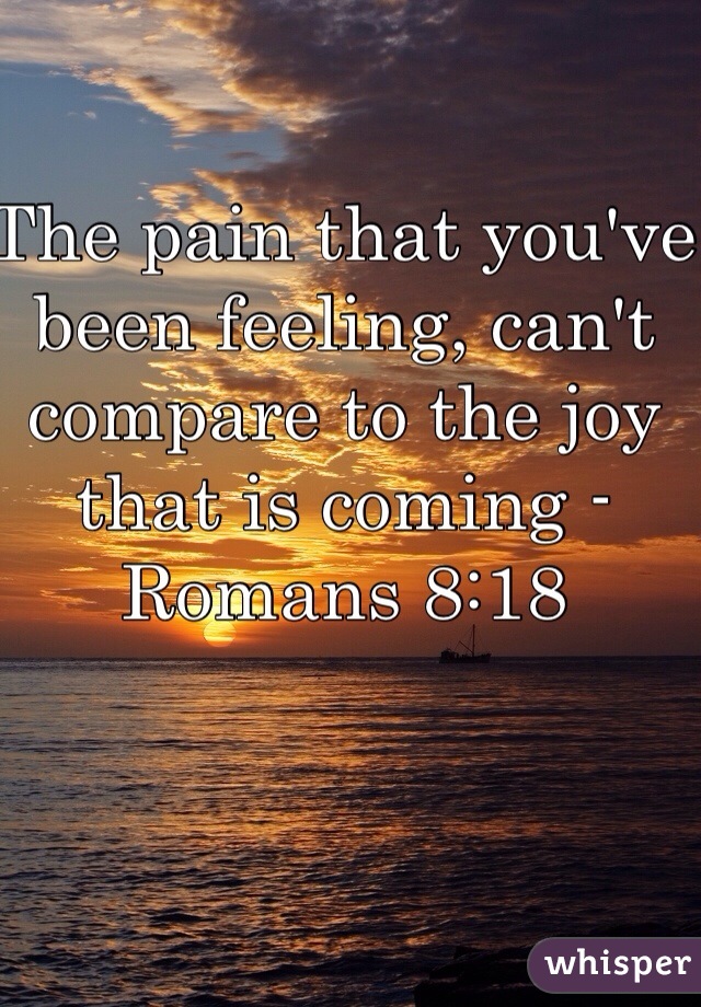 The pain that you've been feeling, can't compare to the joy that is coming - Romans 8:18