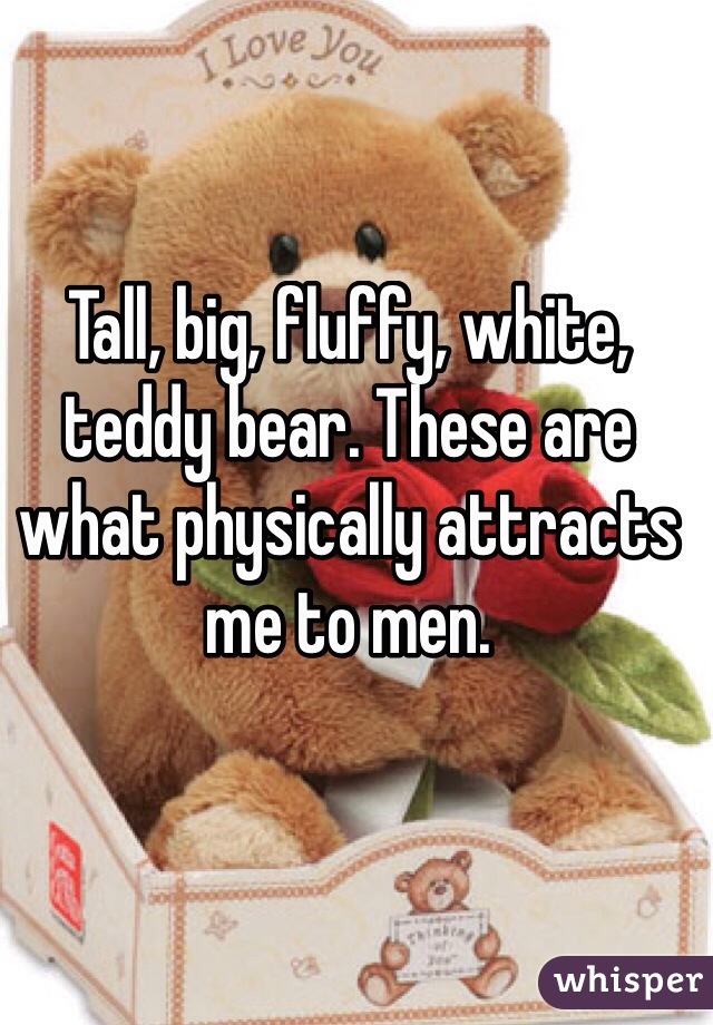 Tall, big, fluffy, white, teddy bear. These are what physically attracts me to men. 