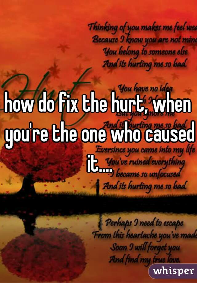 how do fix the hurt, when you're the one who caused it....