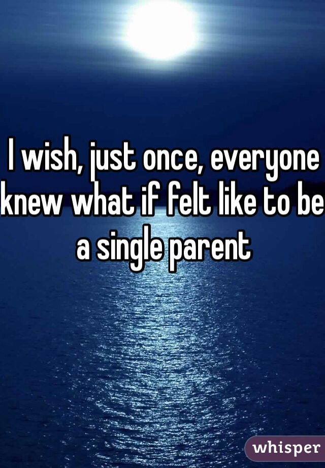 I wish, just once, everyone knew what if felt like to be a single parent 