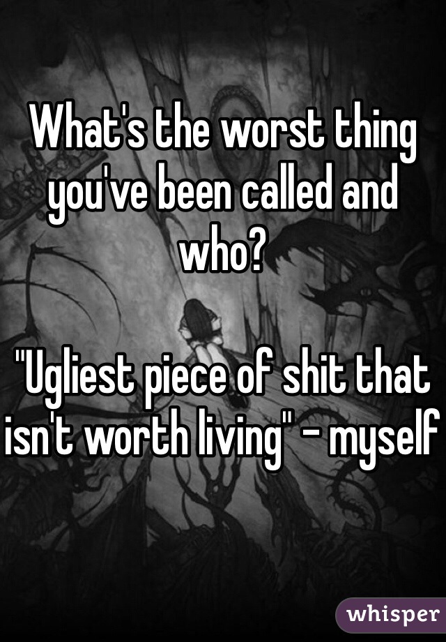 What's the worst thing you've been called and who?

"Ugliest piece of shit that isn't worth living" - myself