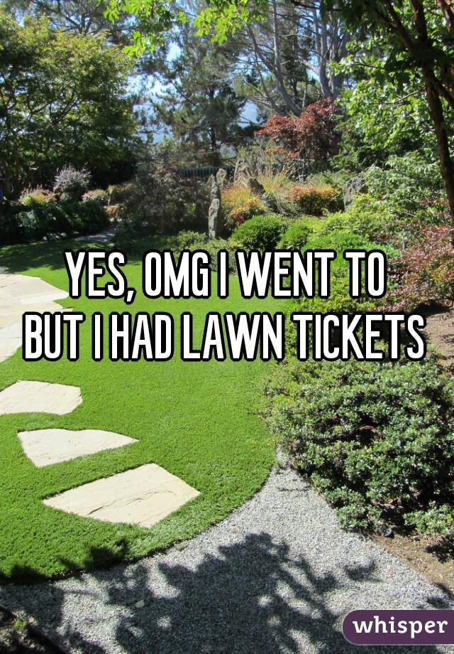 YES, OMG I WENT TO
BUT I HAD LAWN TICKETS
