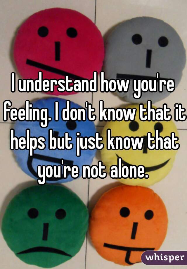 I understand how you're feeling. I don't know that it helps but just know that you're not alone. 