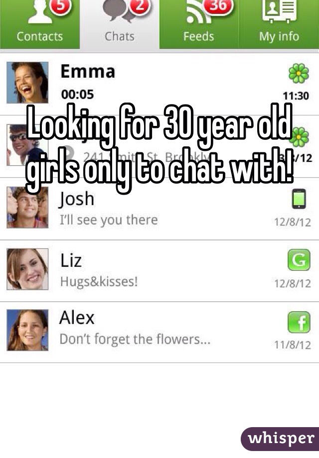 Looking for 30 year old girls only to chat with! 
