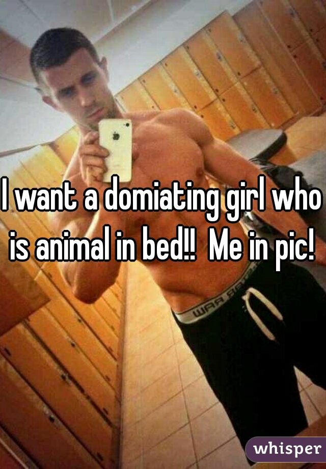 I want a domiating girl who is animal in bed!!  Me in pic! 
