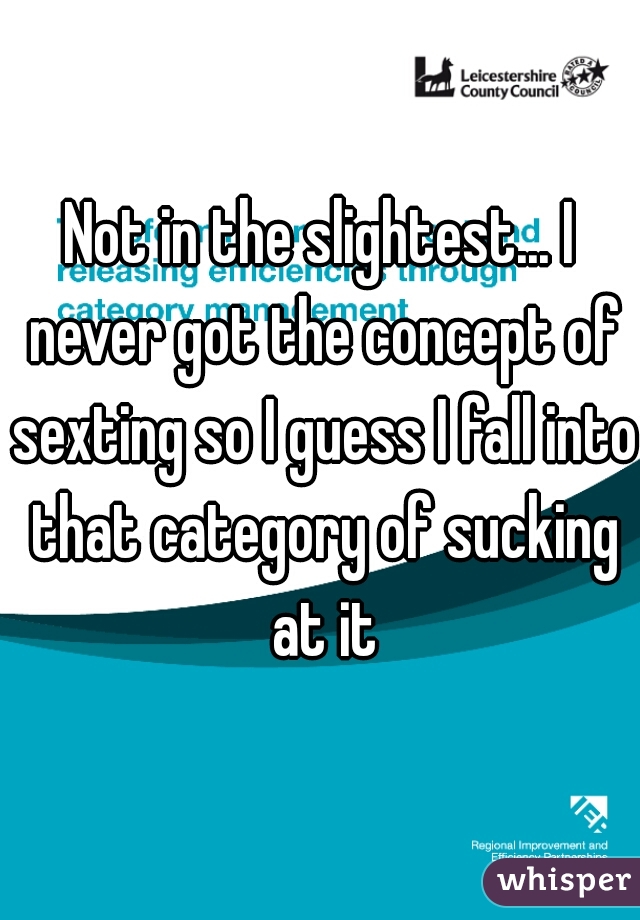 Not in the slightest... I never got the concept of sexting so I guess I fall into that category of sucking at it