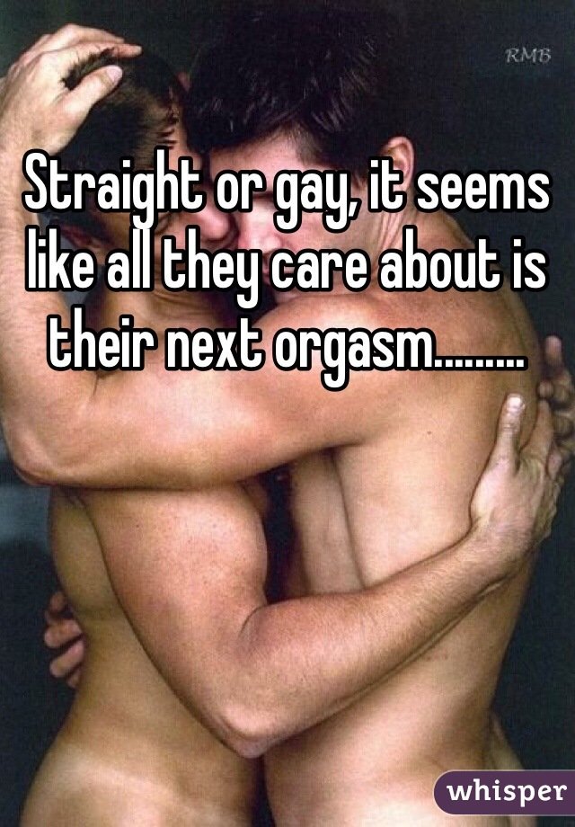 Straight or gay, it seems like all they care about is their next orgasm.........