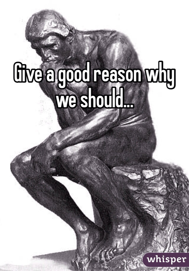 Give a good reason why we should...