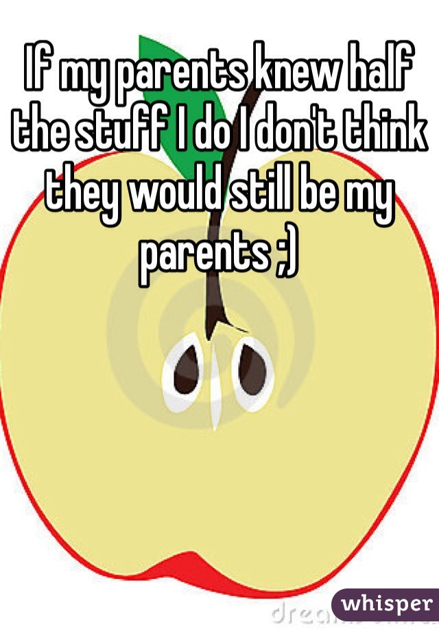 If my parents knew half the stuff I do I don't think they would still be my parents ;)
