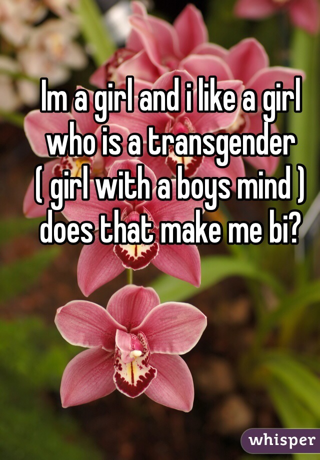 Im a girl and i like a girl who is a transgender ( girl with a boys mind ) does that make me bi? 