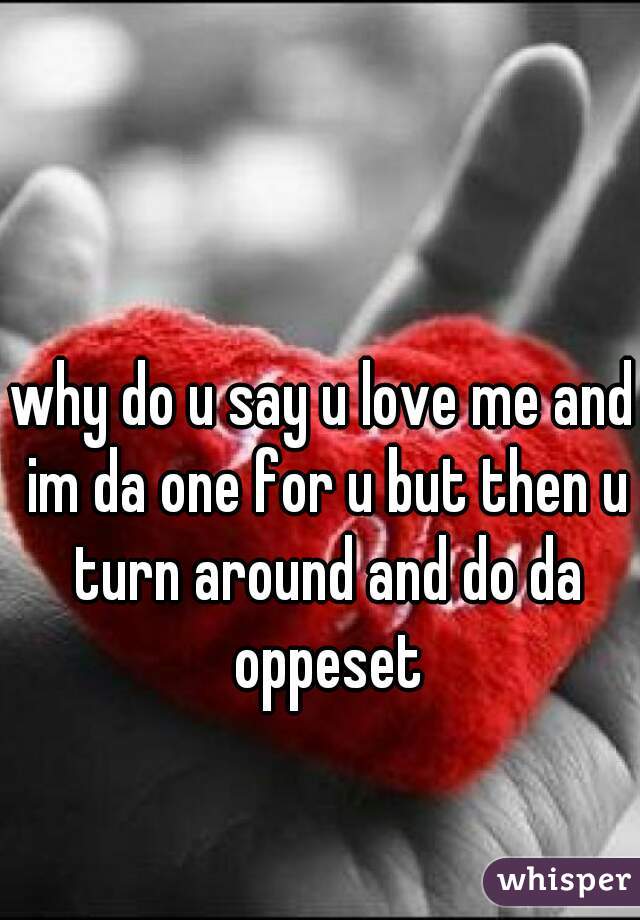 why do u say u love me and im da one for u but then u turn around and do da oppeset