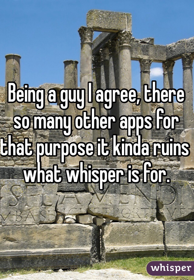Being a guy I agree, there so many other apps for that purpose it kinda ruins what whisper is for.