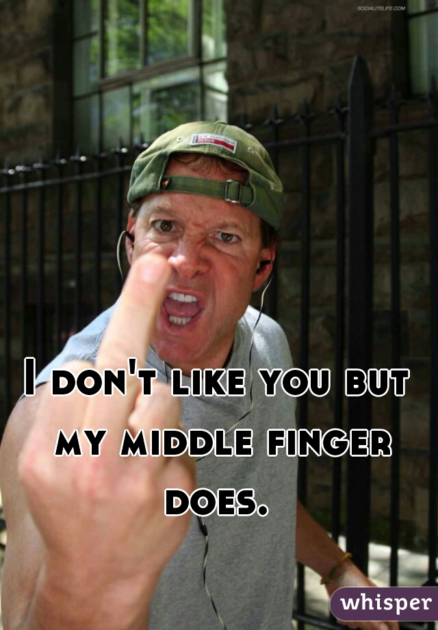 I don't like you but my middle finger does. 