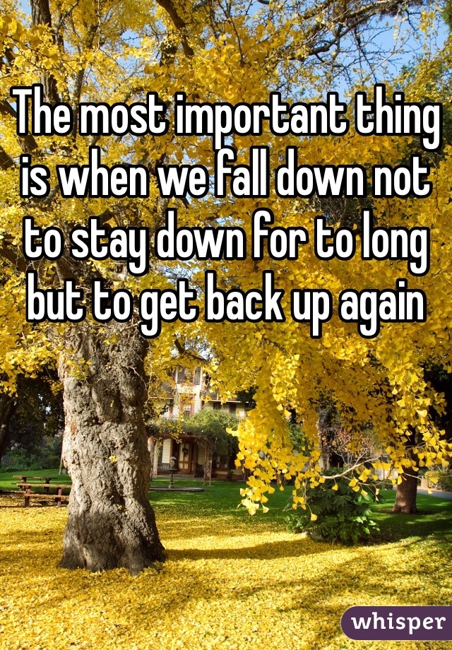 The most important thing is when we fall down not to stay down for to long but to get back up again 
