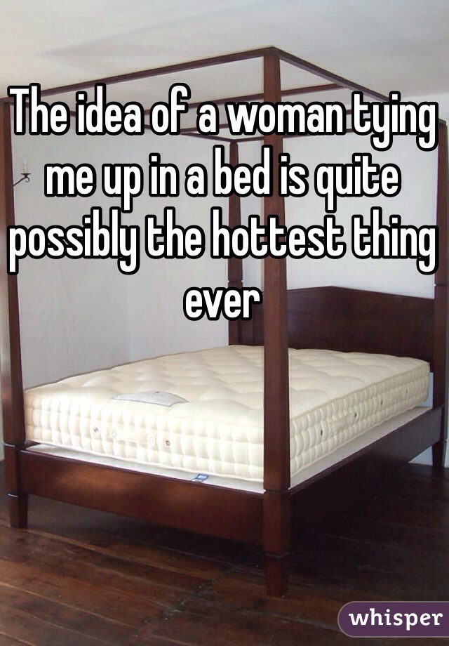 The idea of a woman tying me up in a bed is quite possibly the hottest thing ever