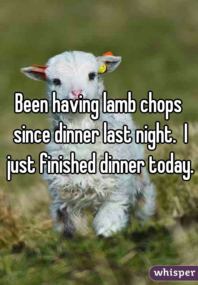 Been having lamb chops since dinner last night.  I just finished dinner today.