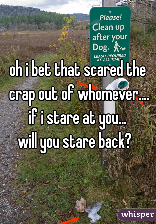 oh i bet that scared the crap out of whomever....
if i stare at you...
will you stare back?  
