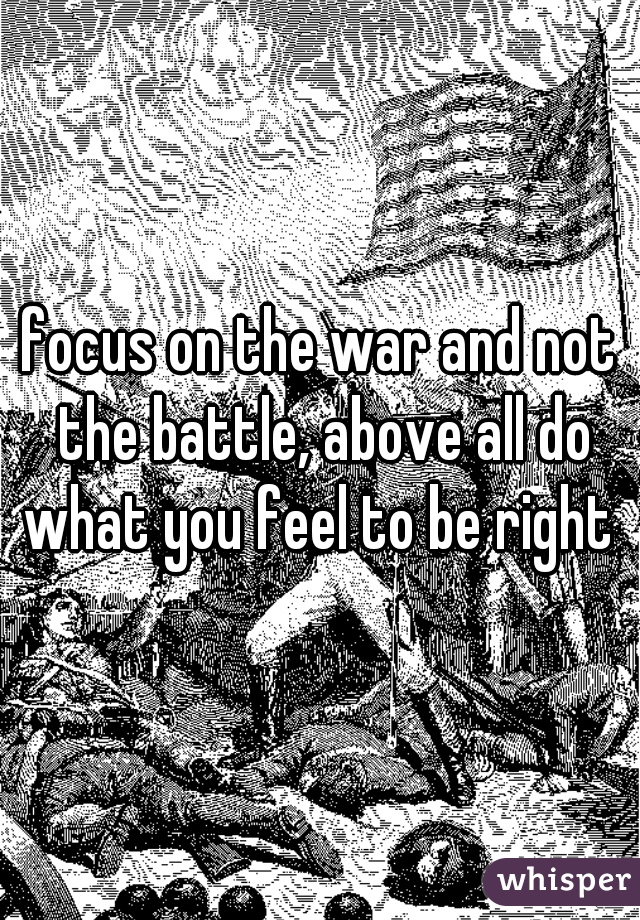 focus on the war and not the battle, above all do what you feel to be right 