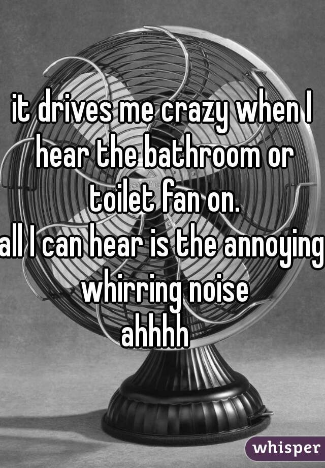 it drives me crazy when I hear the bathroom or toilet fan on.
all I can hear is the annoying whirring noise
ahhhh  