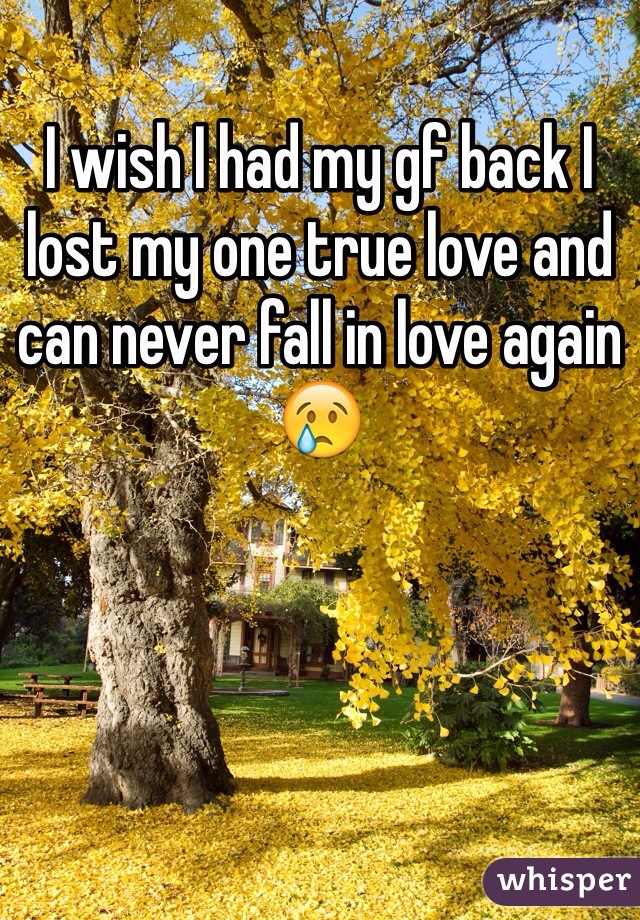 I wish I had my gf back I lost my one true love and can never fall in love again 😢