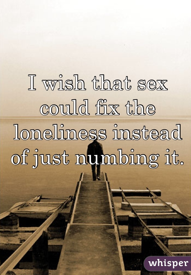 I wish that sex could fix the loneliness instead of just numbing it.