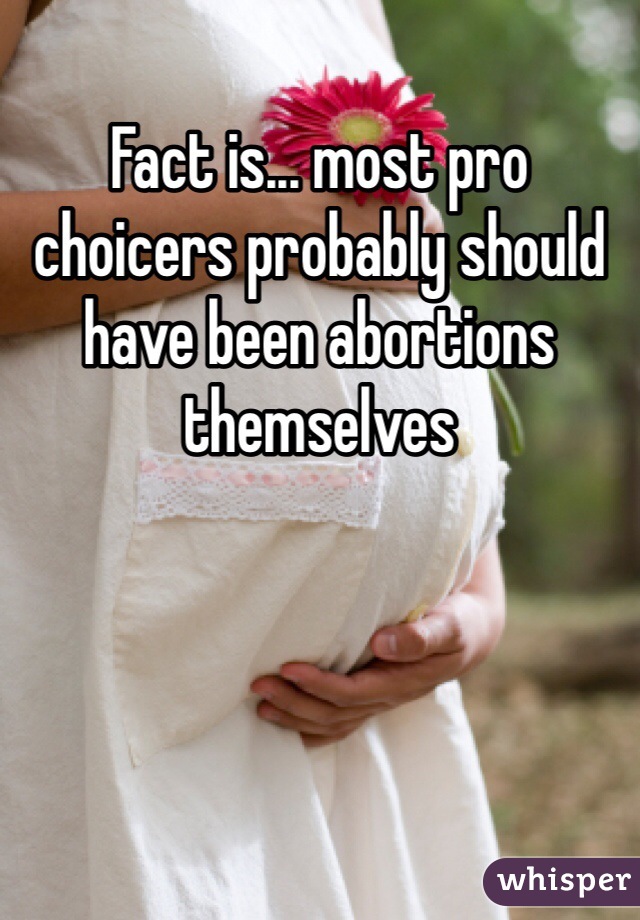 Fact is... most pro choicers probably should have been abortions themselves