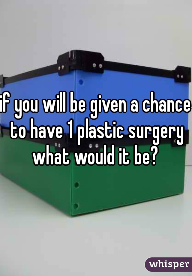 if you will be given a chance to have 1 plastic surgery what would it be? 
