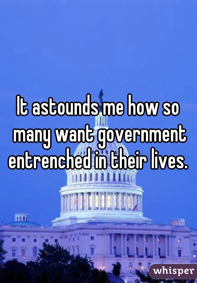It astounds me how so many want government entrenched in their lives. 