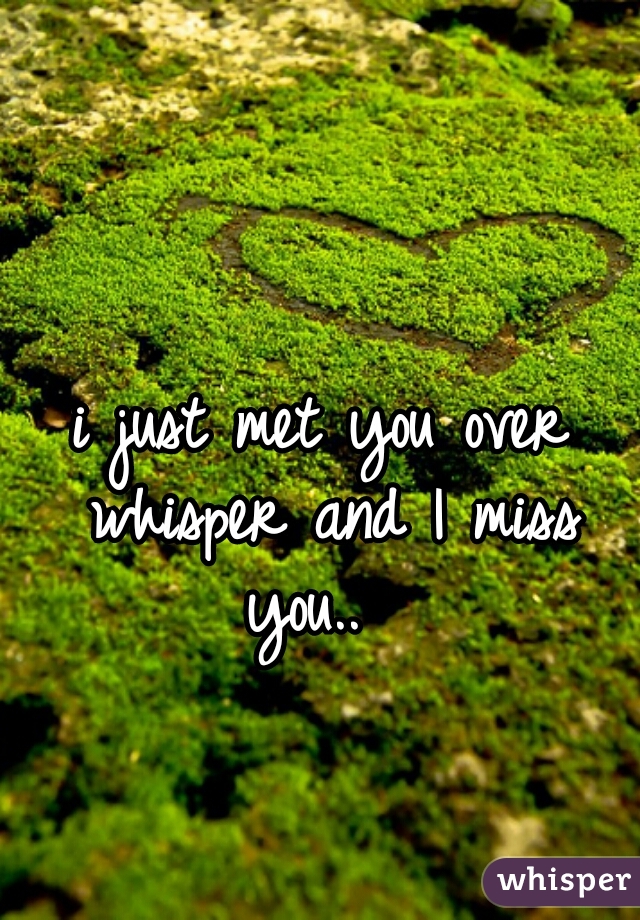 i just met you over whisper and I miss you..  