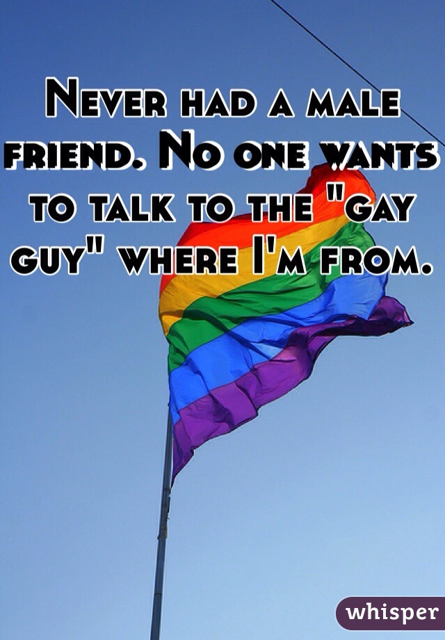 Never had a male friend. No one wants to talk to the "gay guy" where I'm from. 