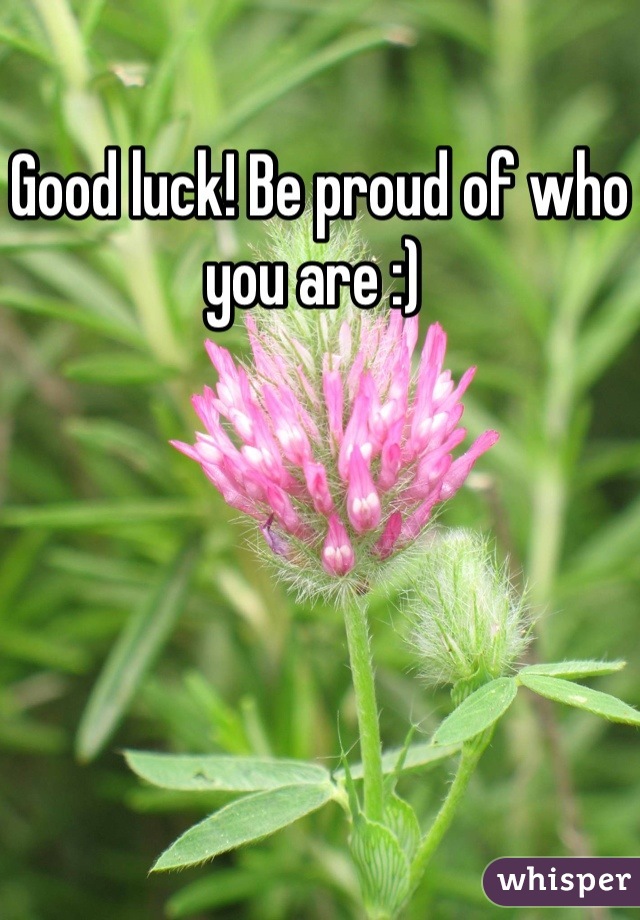 Good luck! Be proud of who you are :) 