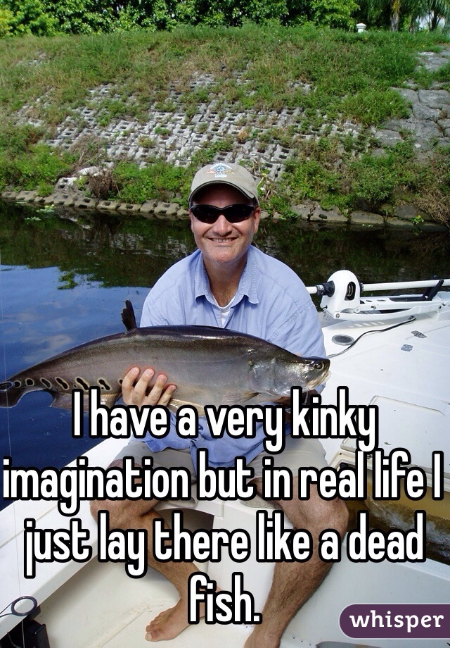 I have a very kinky imagination but in real life I just lay there like a dead fish. 