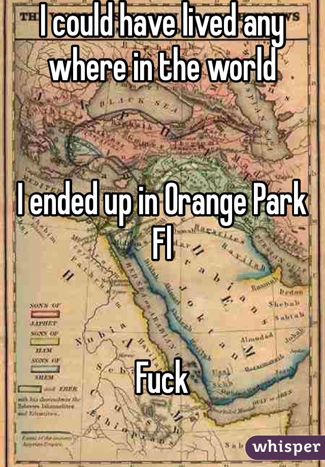 I could have lived any where in the world


I ended up in Orange Park Fl


Fuck 