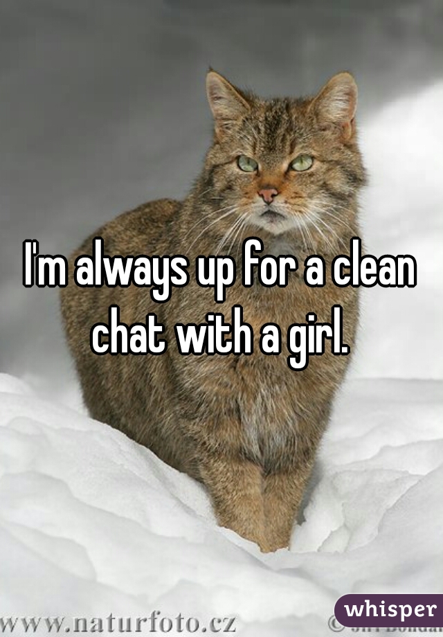 I'm always up for a clean chat with a girl. 