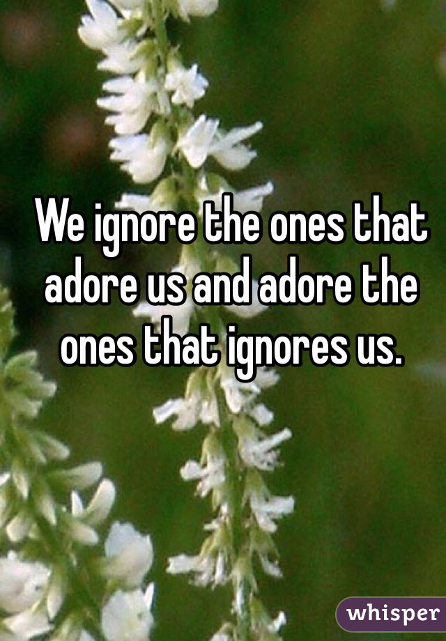 We ignore the ones that adore us and adore the ones that ignores us. 