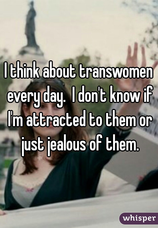 I think about transwomen every day.  I don't know if I'm attracted to them or just jealous of them.