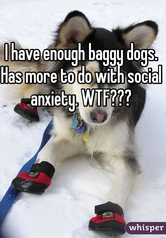 I have enough baggy dogs. Has more to do with social anxiety. WTF???