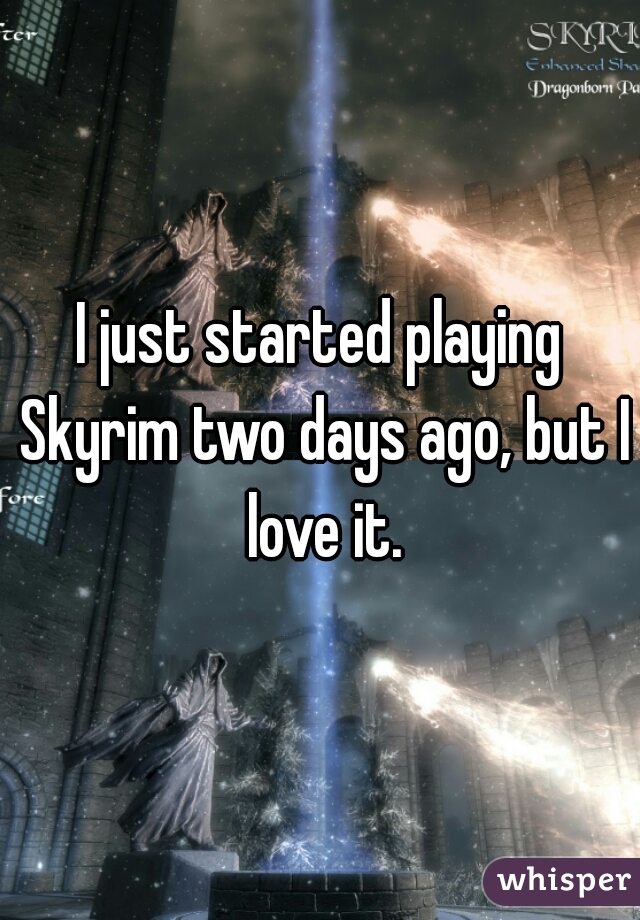 I just started playing Skyrim two days ago, but I love it.