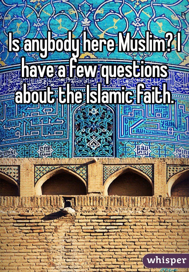 Is anybody here Muslim? I have a few questions about the Islamic faith. 