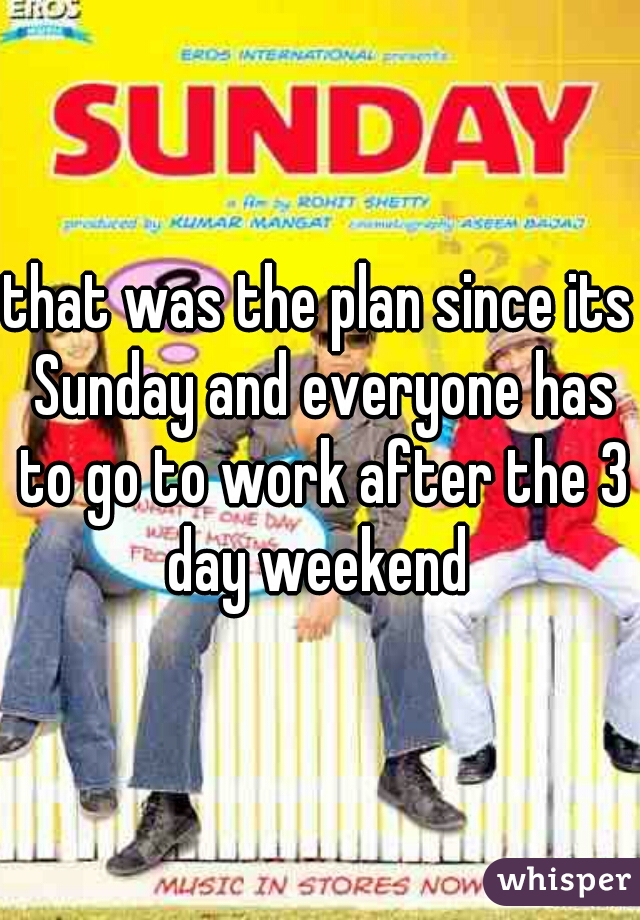 that was the plan since its Sunday and everyone has to go to work after the 3 day weekend 